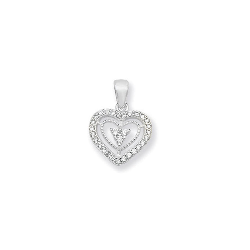 Sterling Silver CZ Heart Necklace