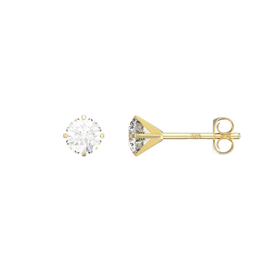 Solid 9ct Gold Round Stud Earrings 4mm