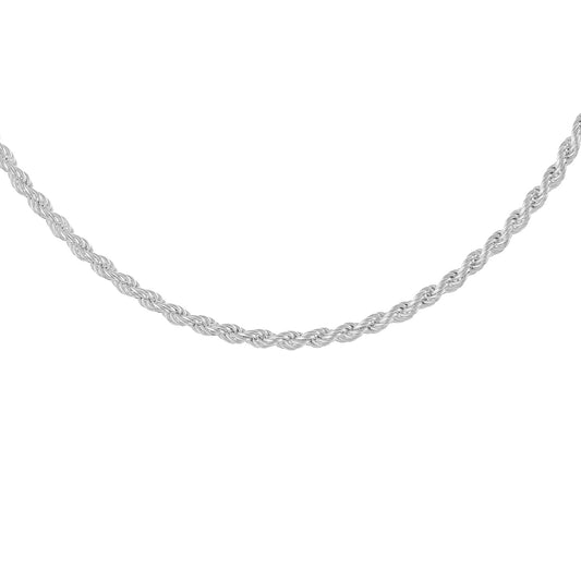 Sterling Silver Solid Rope Chain with Lobster Clasp 2.4mm